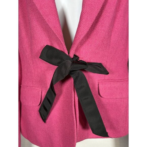 LILLY PULITZER Wool Blend Crop Blazer Tie Front Pink Preppy Old Money Small - Picture 5 of 9